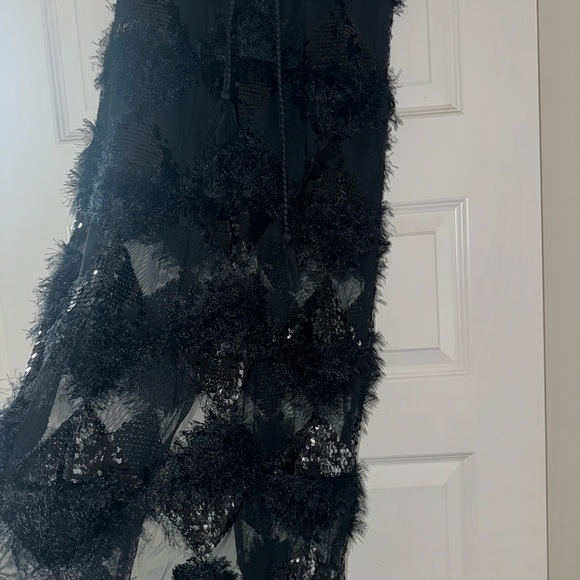 Pantora Alicia Novelty Brooklyn Chantal Feather Maxi Skirt Black Small Sequins - Picture 6 of 6